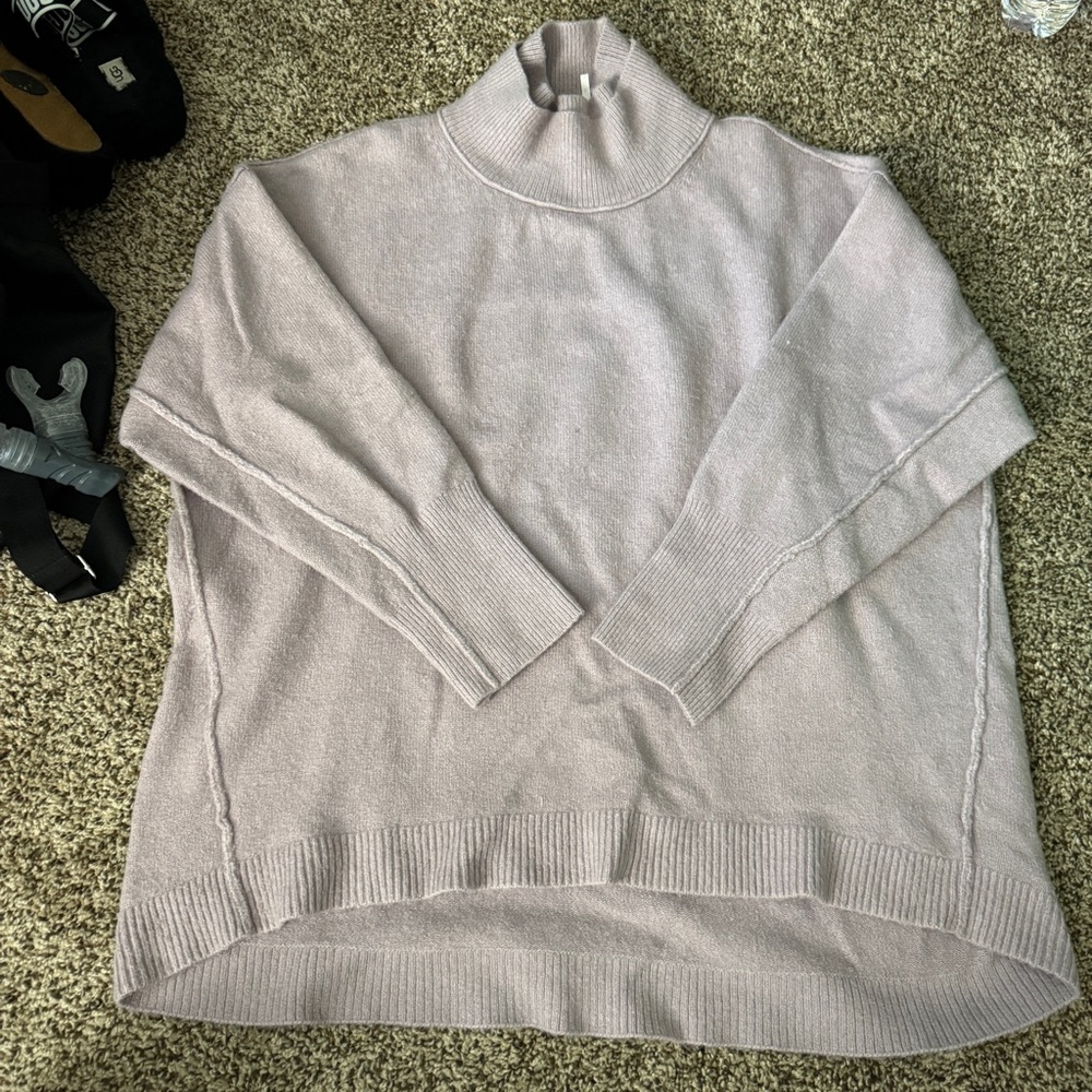 Free People Purple Cowl Neck Sweater Relaxed Fit